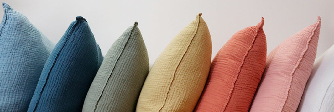 coussins en gaze de coton de couleurs