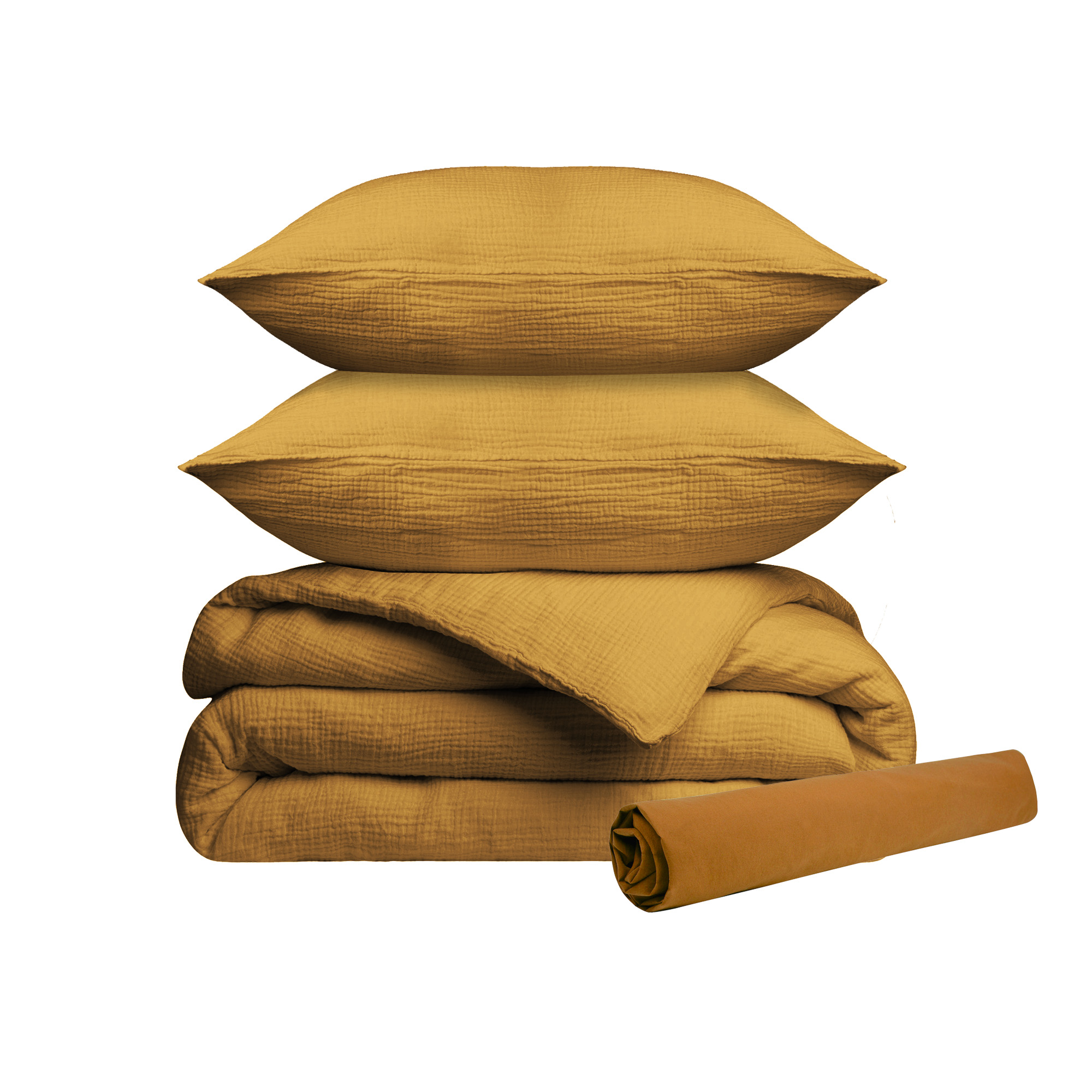 Simplement gaufré : housse de couette, 2 taies et drap housse