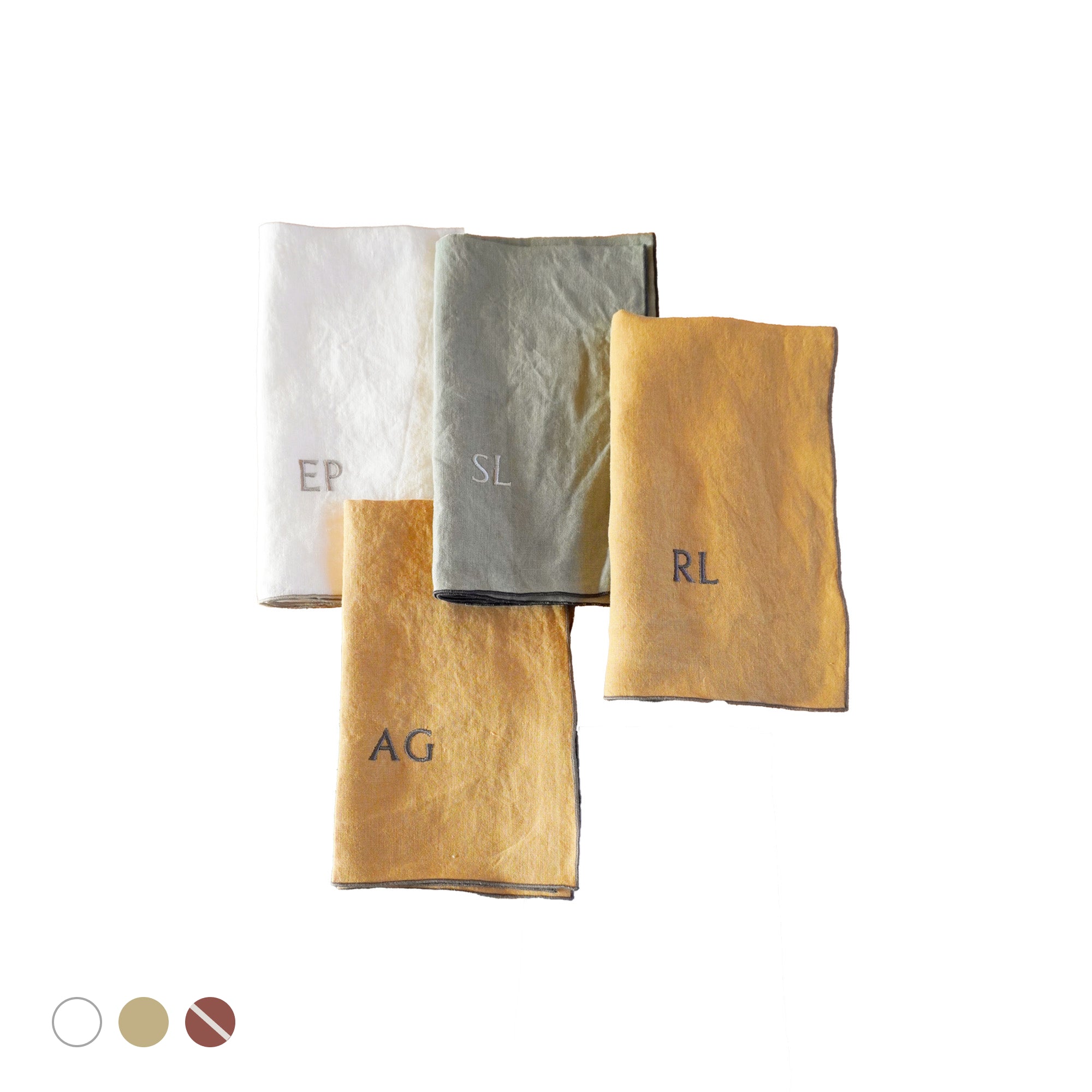 Lin : 4 serviettes brodées