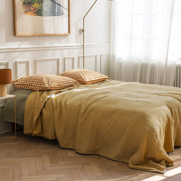 Couvre-lit matelassé Autour Du Lin – Caramel - bourdon anthracite