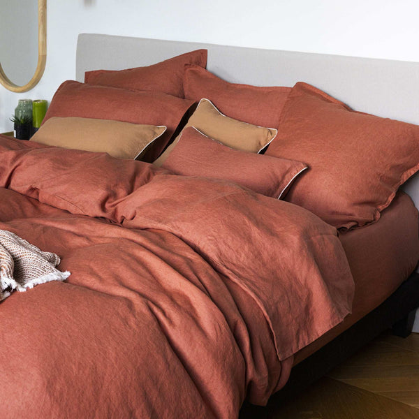 Housse de couette Chanvre délicat – Rouge Sienne