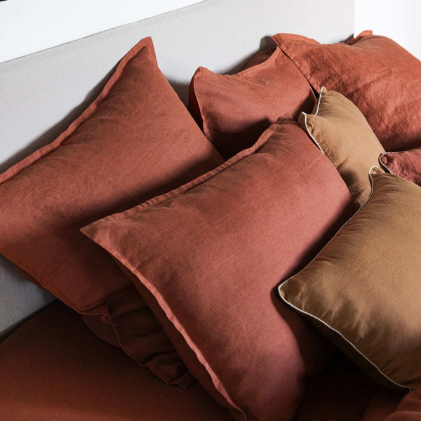Taie d'oreiller Chanvre délicat – Rouge Sienne