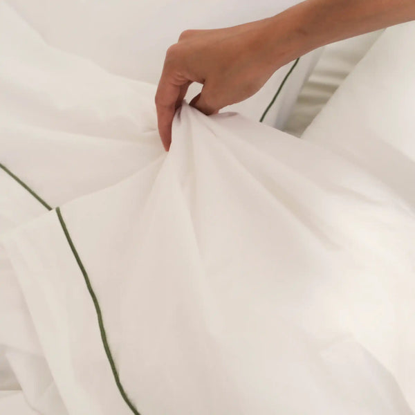 Drap plat Douceur Lavée – Blanc bourdon sauge