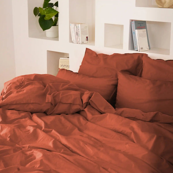 Housse de couette Douceur Lavée – Rouge Sienne