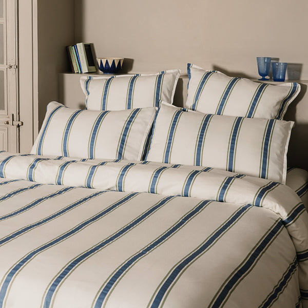 Housse de couette Entre les lignes – Bleu/lichen