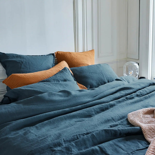 Housse de couette Naturellement Lin – Bleu nuit