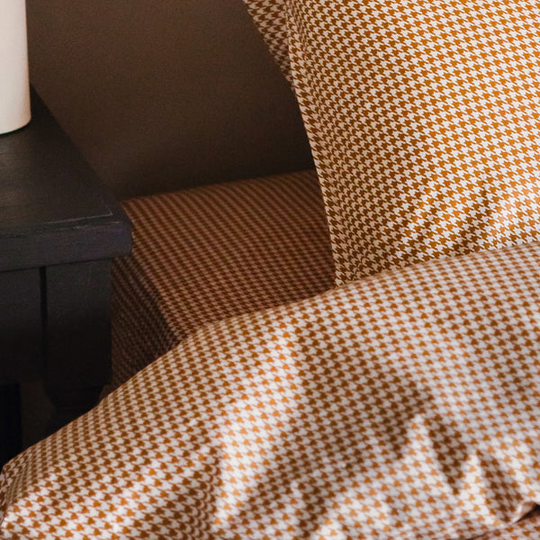 Drap housse Pied de poule – Ambre