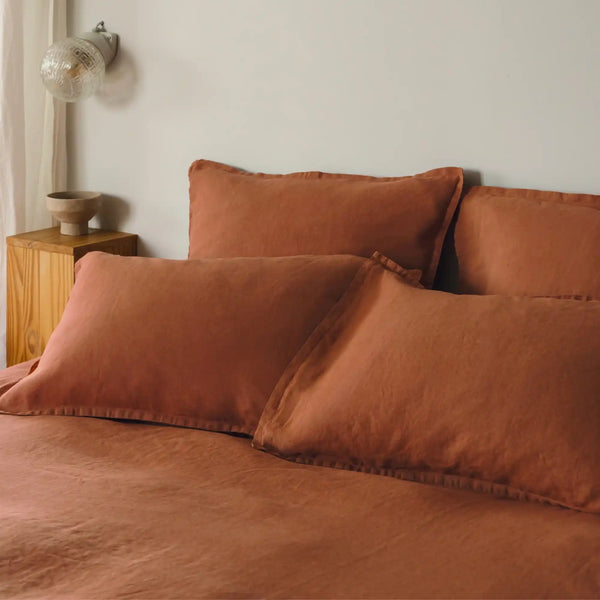 Taie d'oreiller Rêve de Lin – Orange brûlé