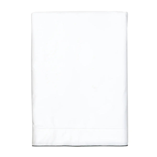 Drap plat Rêve Satiné – Blanc - bourdon anthracite