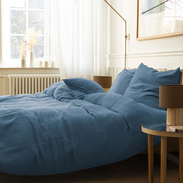 Housse de couette Simplement Gaufré – Bleu orage