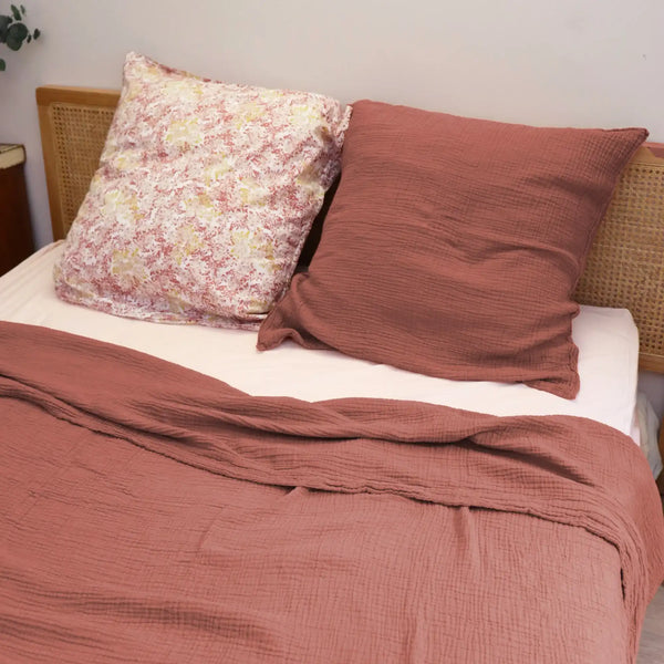 Drap plat Simplement Gaufré – Rouge Sienne
