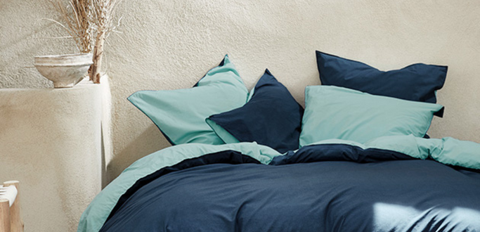 Housse de couette bleue