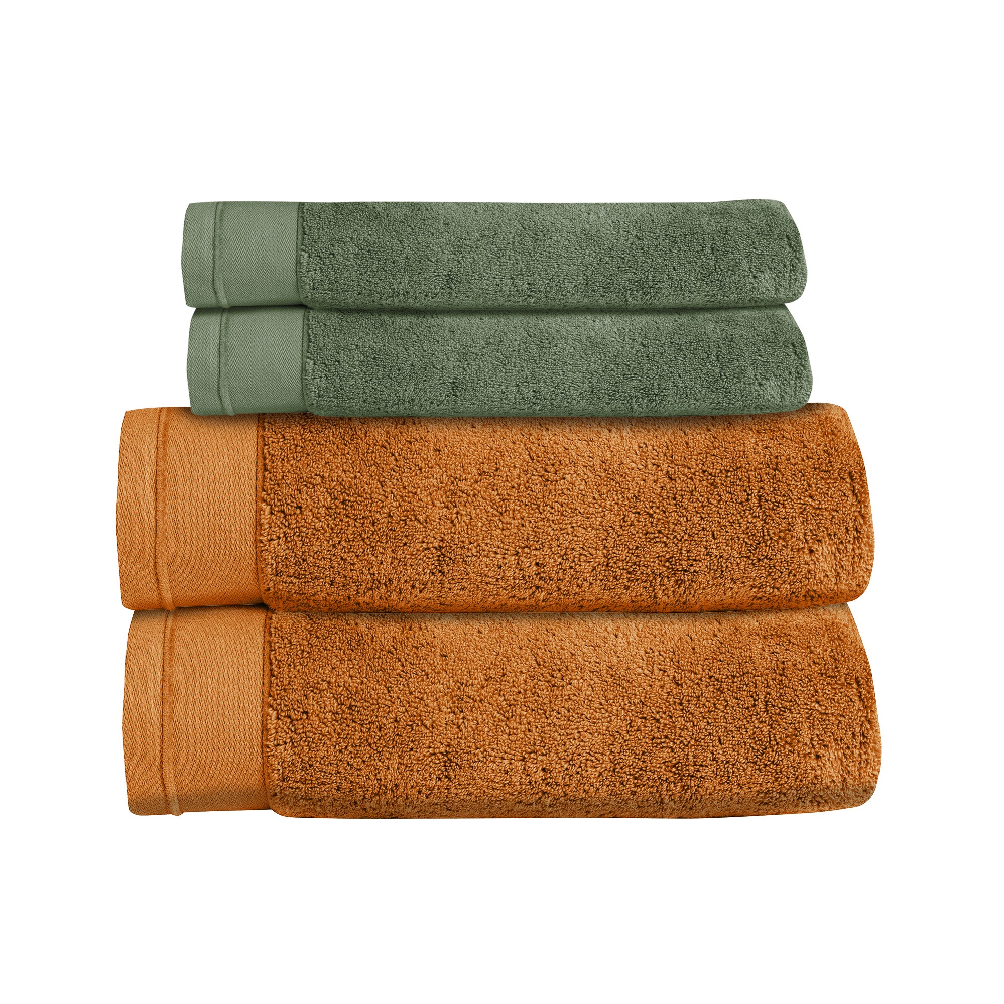 2 Draps de Bain Douceur Nature brodés + 2 Serviettes de toilette brodées
