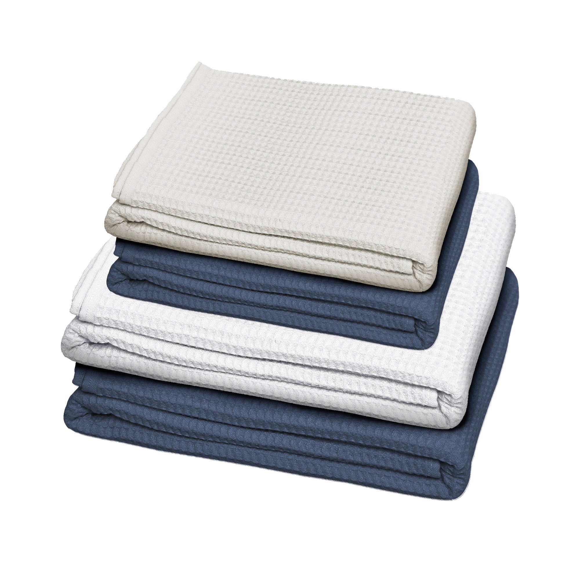 2 Draps de Douche brodés Esprit Nid d'Abeille + 2 Serviettes de Toilette brodées