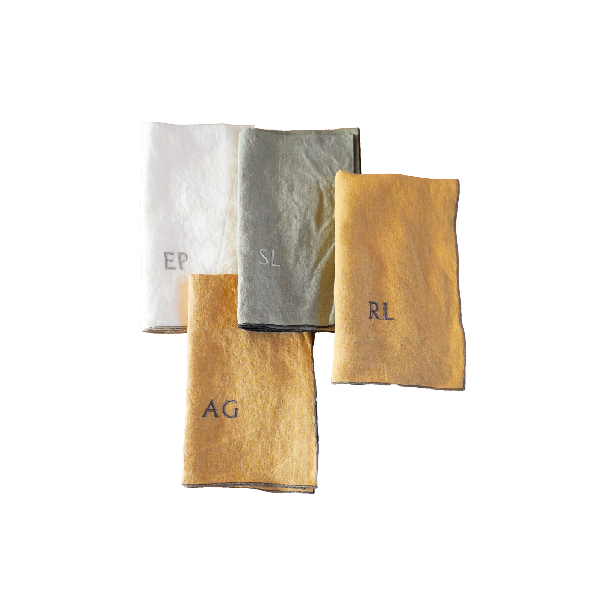 Lin : Lot de 4 serviettes brodées