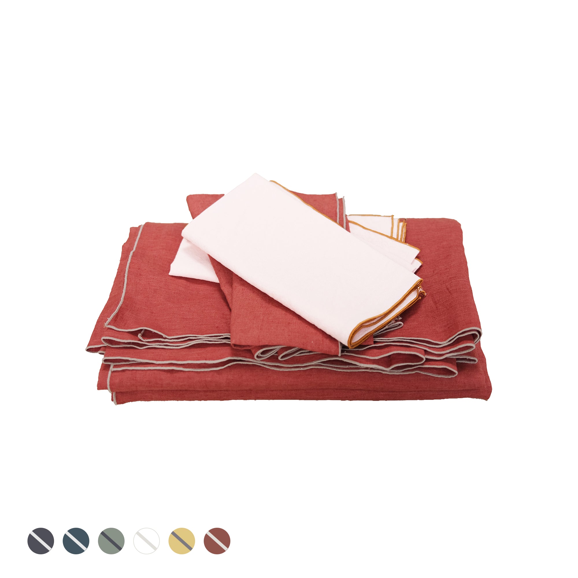 Lin : Lot de 1 nappe 250cm + 6 serviettes de tables