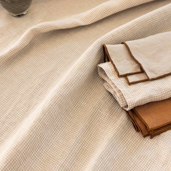 Nappe Autour Du Lin – Pied de Poule Beige