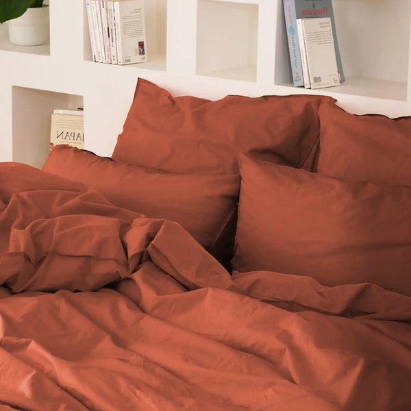 Taie d'oreiller Douceur Lavée – Rouge Sienne