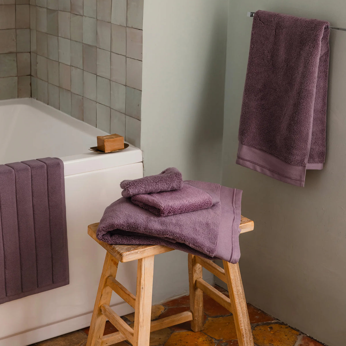 Serviette de bain Douceur nature BIO - Prune