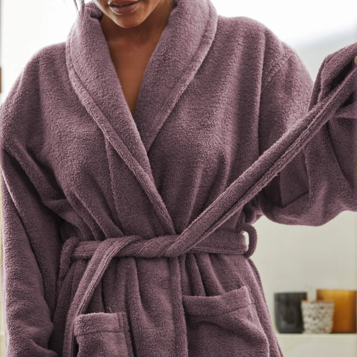 Peignoir adulte Douceur Bio - Prune