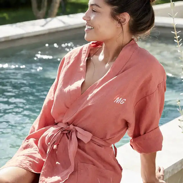 Peignoir adulte Rêve de Lin Col Kimono