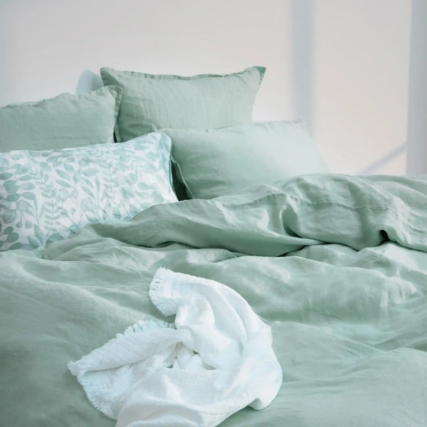 Housse de couette Naturellement Lin – Vert céladon