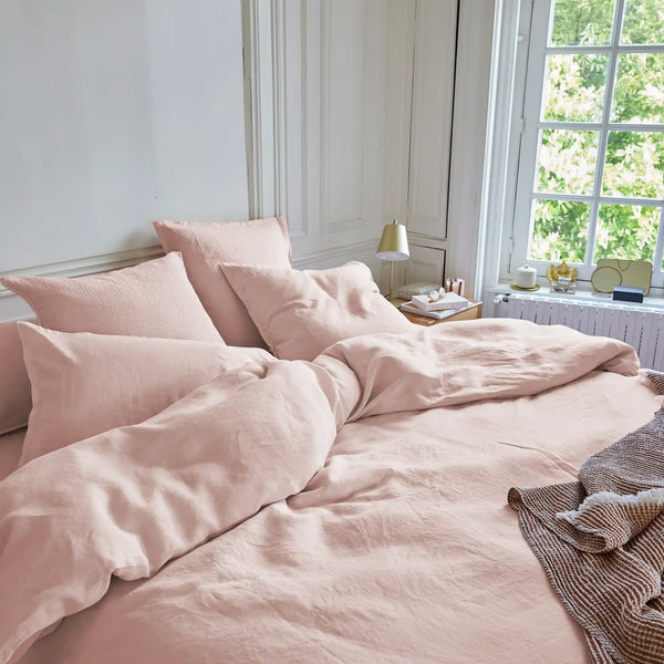 Housse de couette Naturellement Lin – Rose poudre