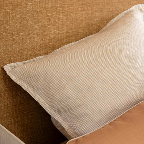 Taie d'oreiller Rêve de Lin – Pied de Poule Beige