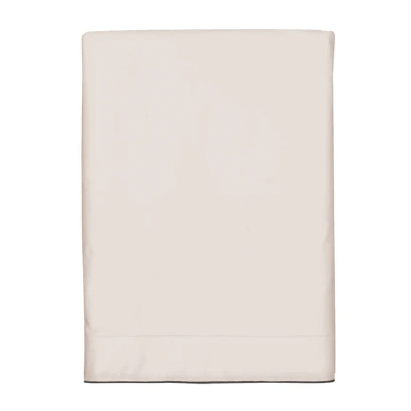 Drap plat Rêve Satiné – Rose poudre - bourdon taupe