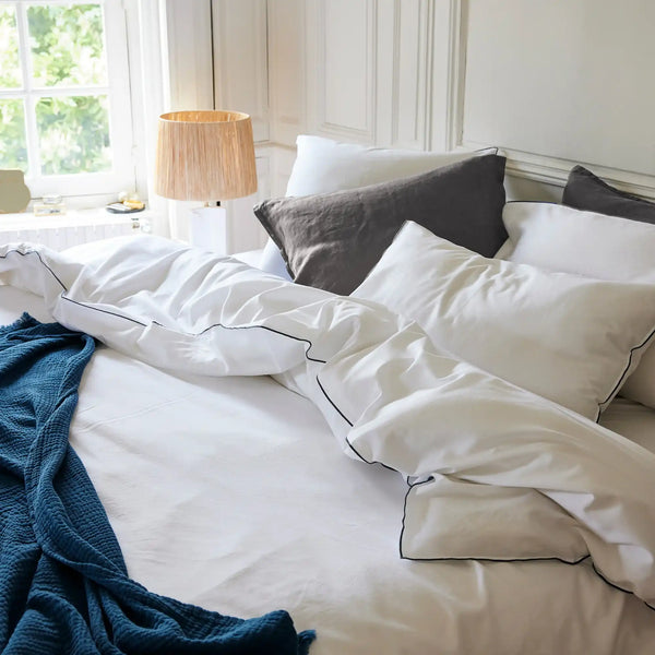 Housse de couette Rêve Satiné – Blanc - bourdon anthracite