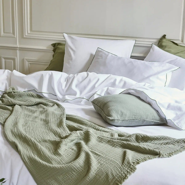 Housse de couette Rêve Satiné – Blanc - bourdon sauge