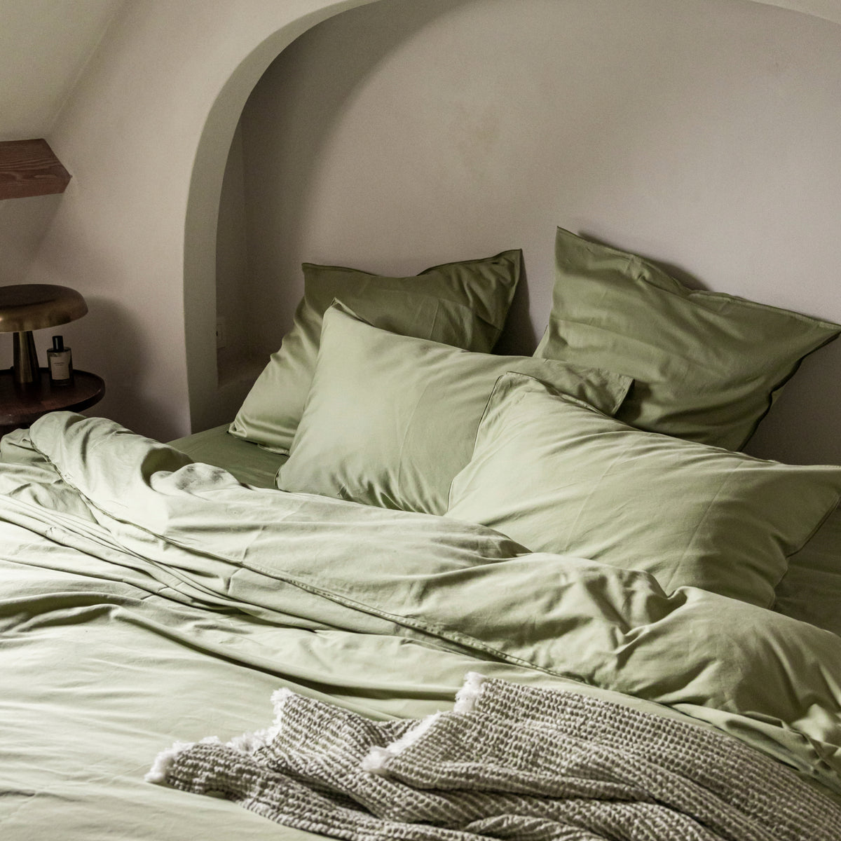 Housse de couette Satin de Coton Lavé • Blanc Cerise