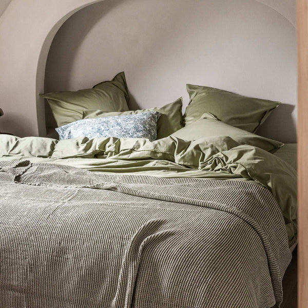 Housse de couette Rêve Satiné – Kaki - bourdon ton sur ton