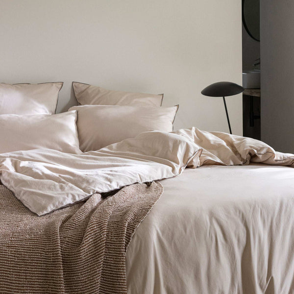 Housse de couette Rêve Satiné – Rose poudre - bourdon taupe