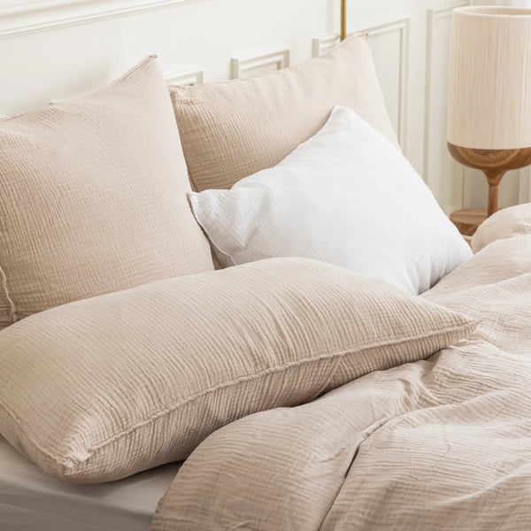 Taie d'oreiller Simplement Gaufré – Beige clair
