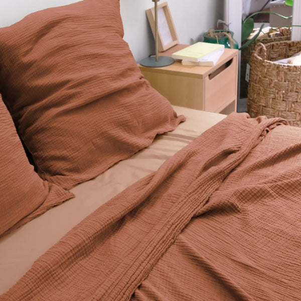Drap plat Simplement Gaufré – Orange brûlé