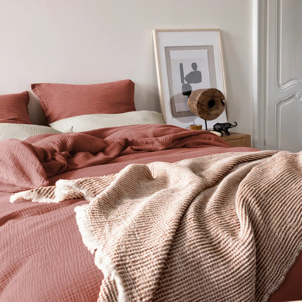 Housse de couette Simplement Gaufré – Rouge Sienne