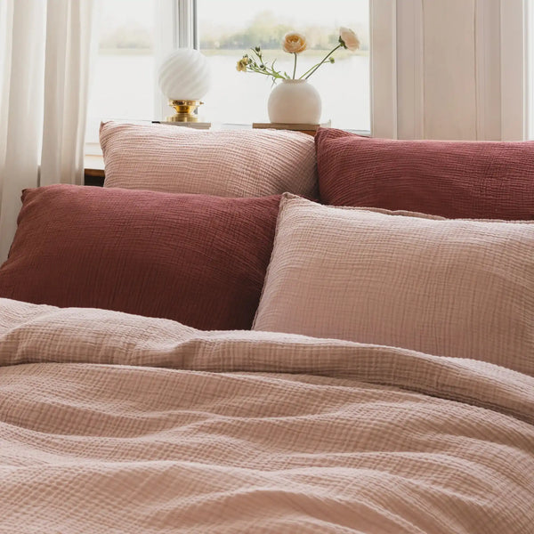 Taie d'oreiller Simplement Gaufré – Vieux rose