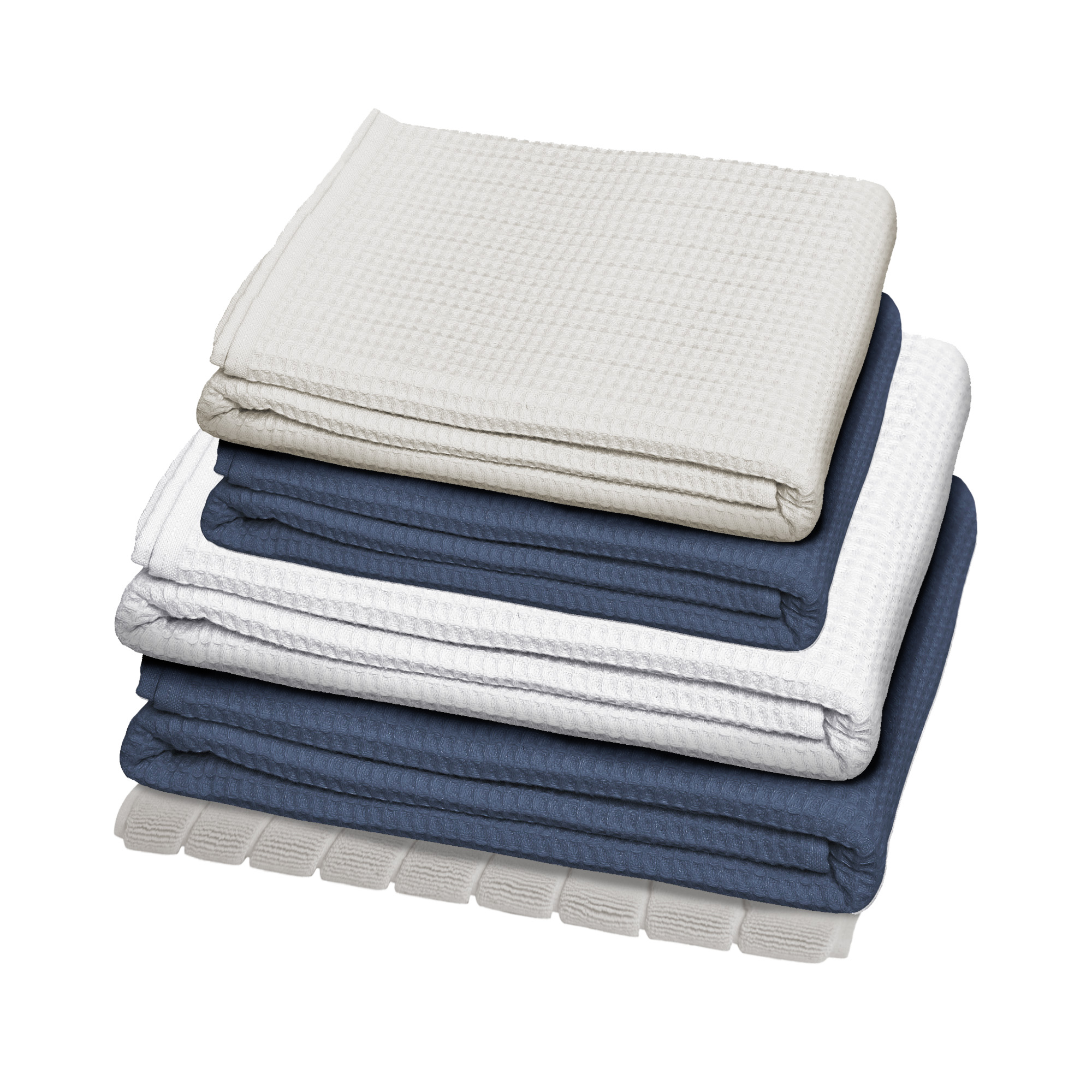 Lot Esprit Nid d'Abeille : 2 draps de bain 100x150 cm + 2 serviettes de toilette 50x100 cm+ 1 Tapis de bain