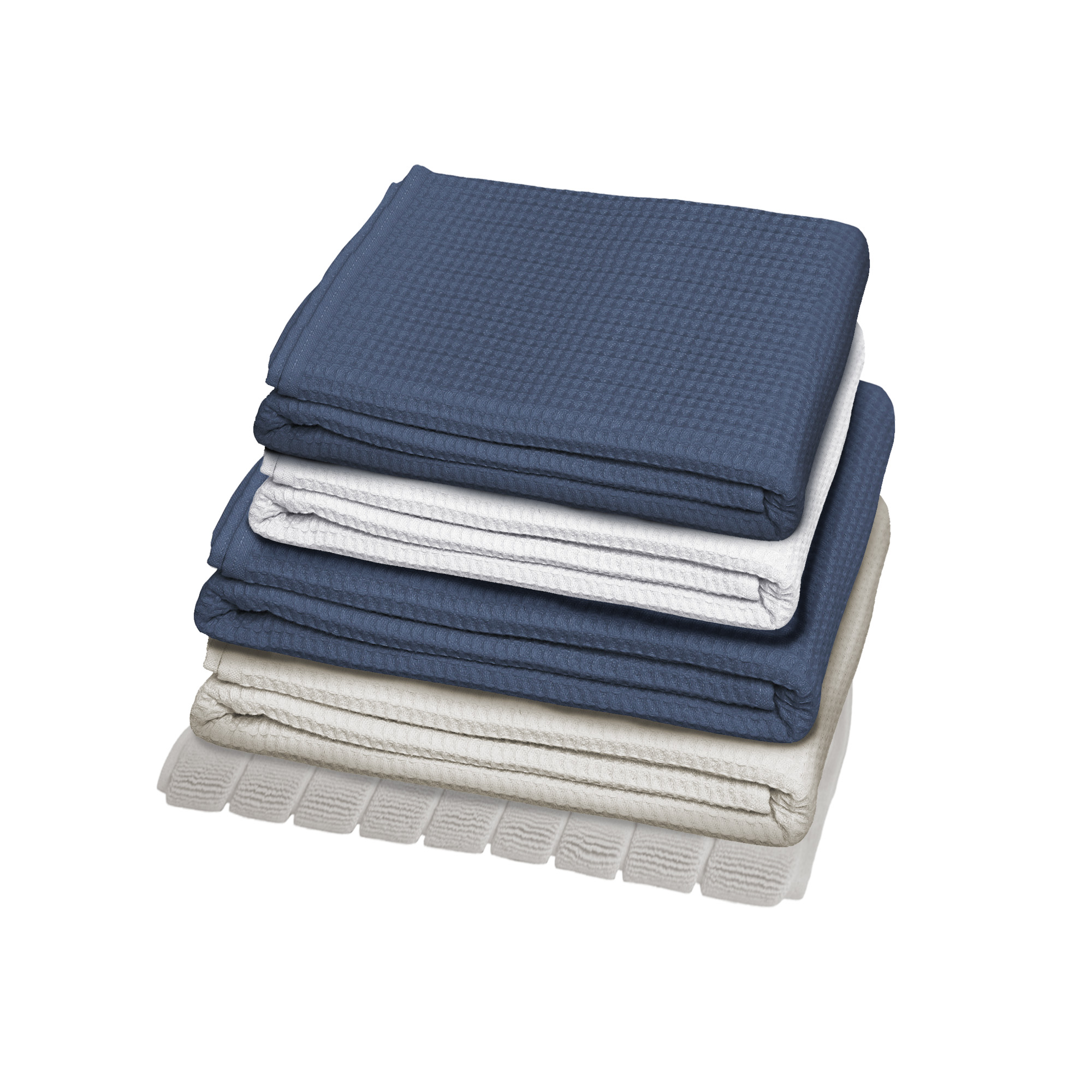 Lot Esprit Nid d'Abeille : 2 serviettes de bain 70x140 cm + 2 serviettes de toilette 50x100 cm + 1 Tapis de bain