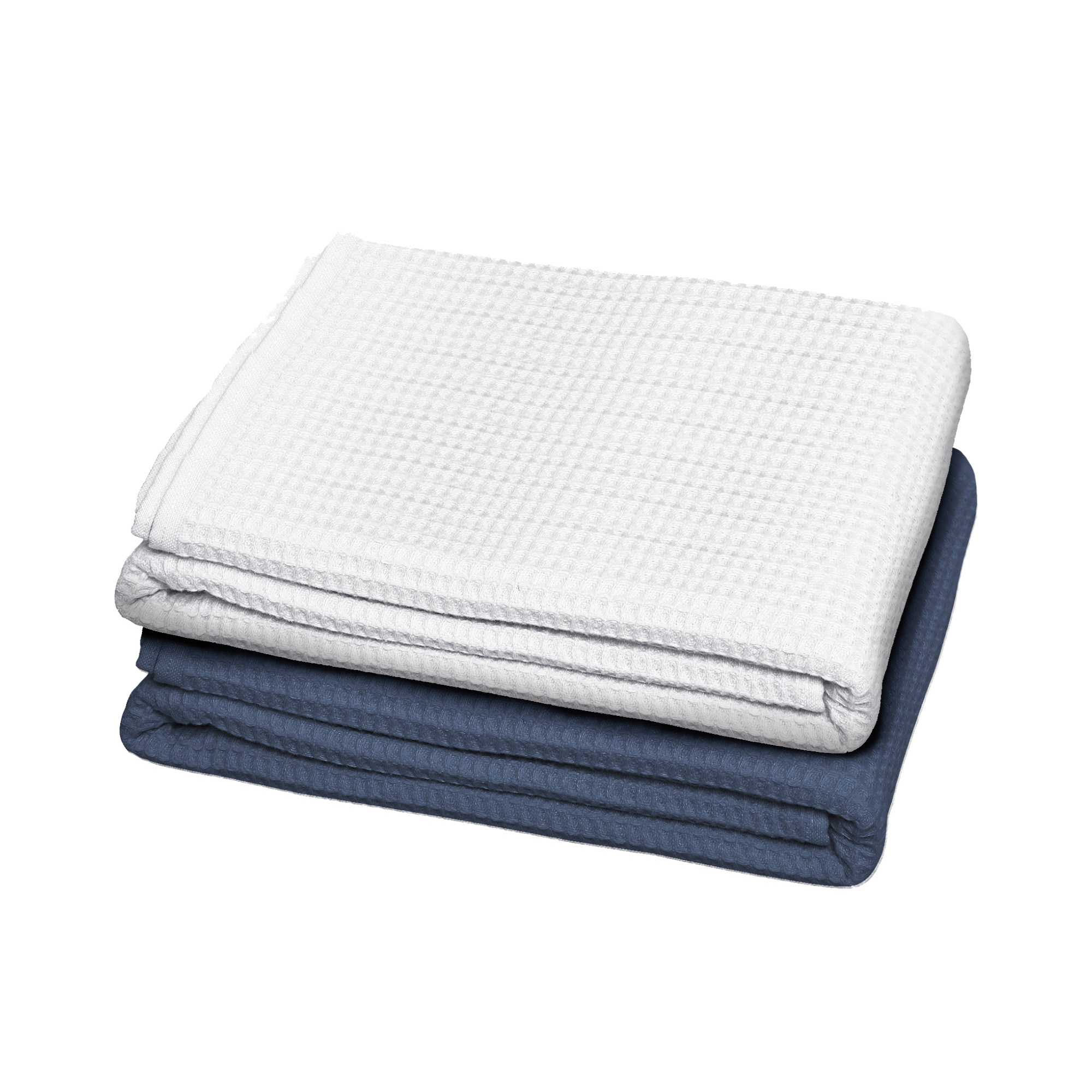 Lot de 2 draps de bain Esprit Nid d'Abeille 100x150 cm