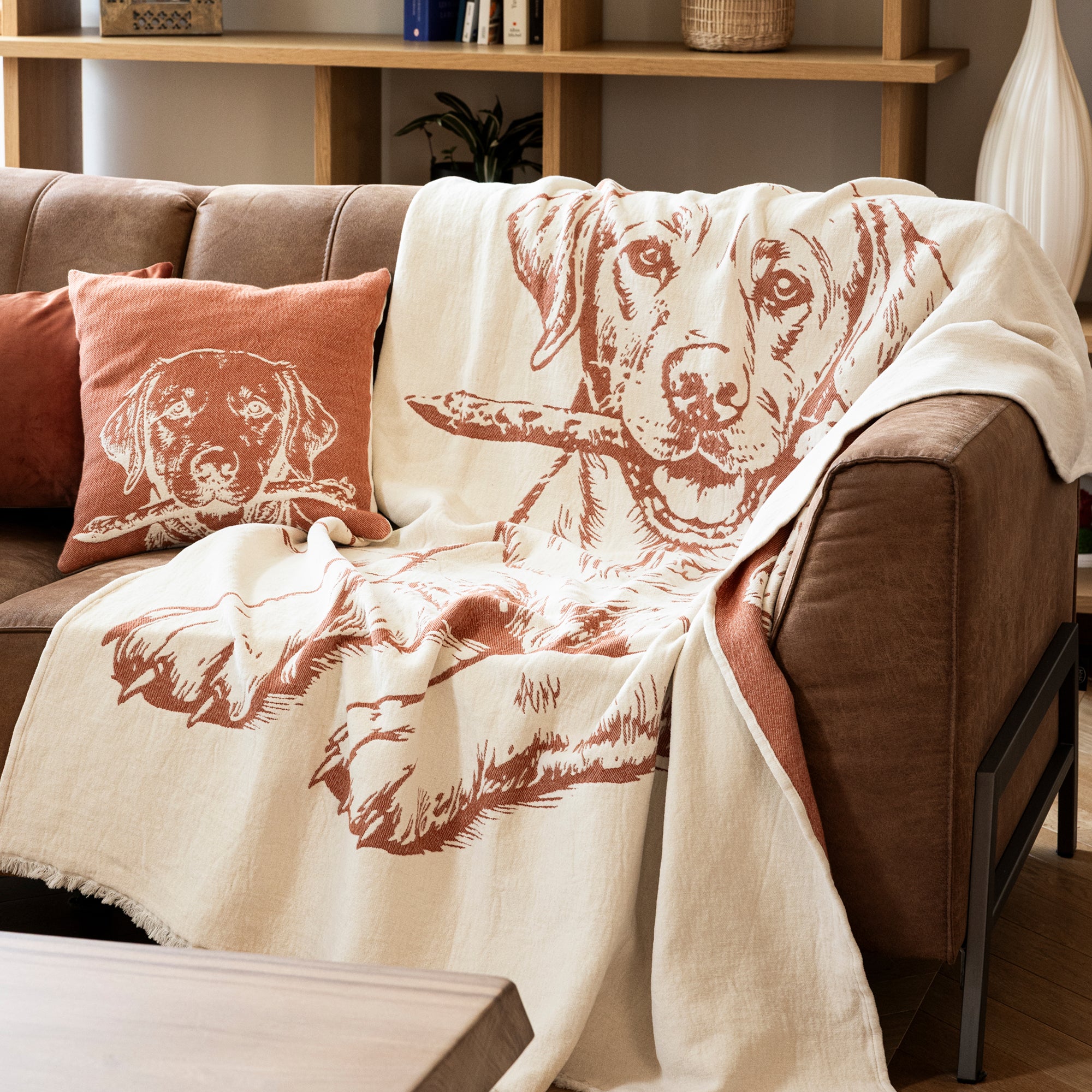 Autour du feu : Plaid + housse de coussin + intérieur de coussin