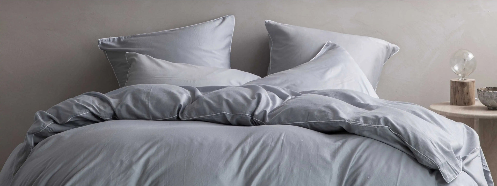 Housse de couette Satin de Coton Lavé • Blanc Cerise