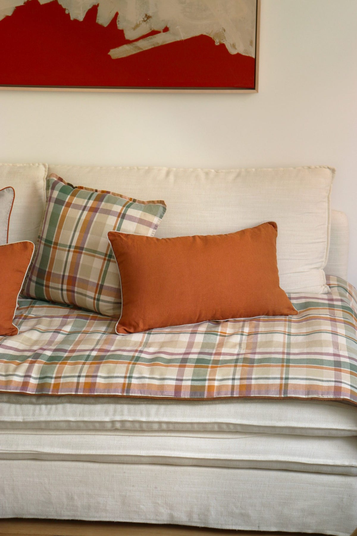 Plaid Madras sur une banquette