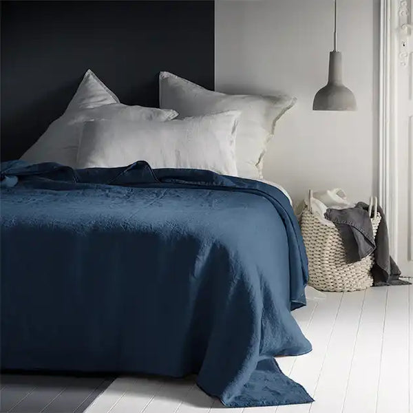 Couvre-lit matelassé Autour Du Lin – Bleu nuit - bourdon bleu nuit