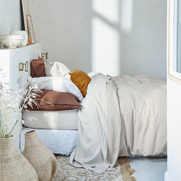 Housse de couette Lin naturel - Blanc Cerise 
