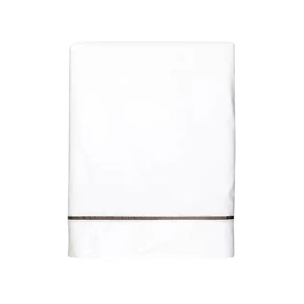 Drap plat Volupte Pure – Blanc - passepoil taupe