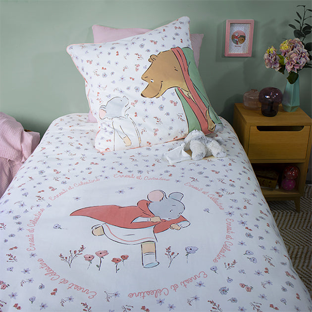 Housse de couette Enfant 140x200 cm • Blanc Cerise